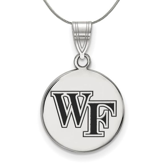 Sterling Silver Wake Forest U. Md Enamel Disc Necklace - 20 In